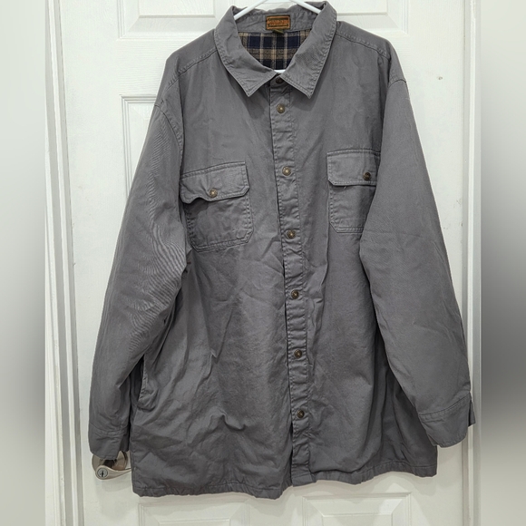 Gray BOULDER CREEK Snap Front Flannel Lined Shirt Jacket 3XL Tall - Picture 1 of 16